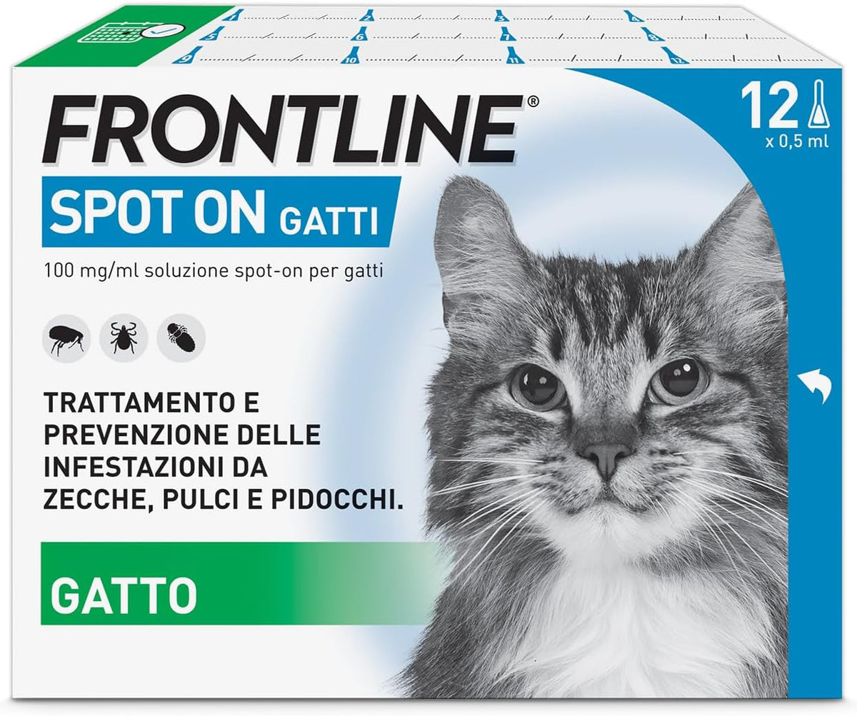 Frontline Spot On Gatti Antiparassitario Contro Pulci, Zecche E Pidocchi X12