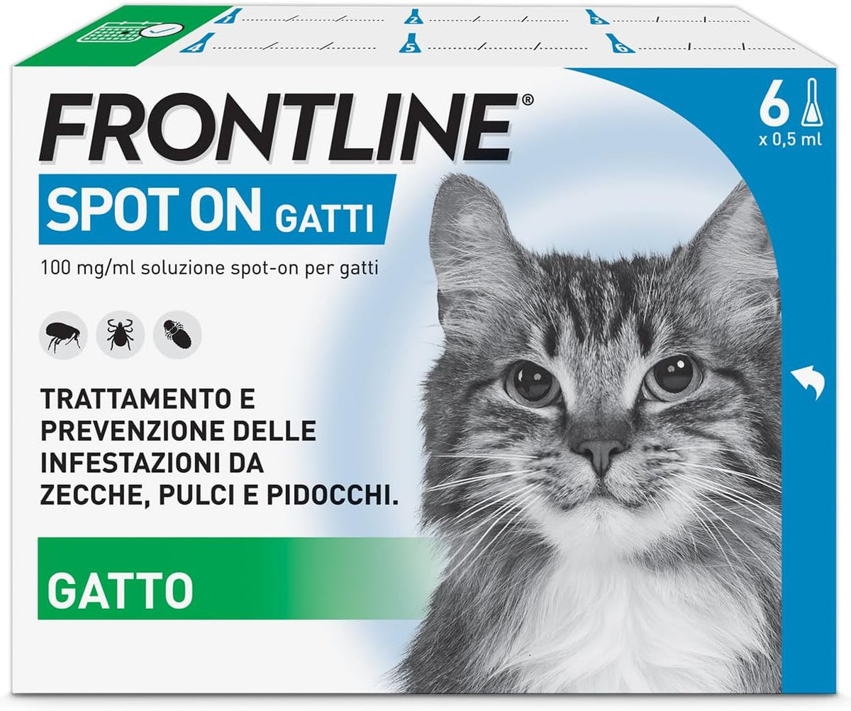 Frontline Spot On Gatti Antiparassitario Contro Pulci, Zecche E Pidocchi X6