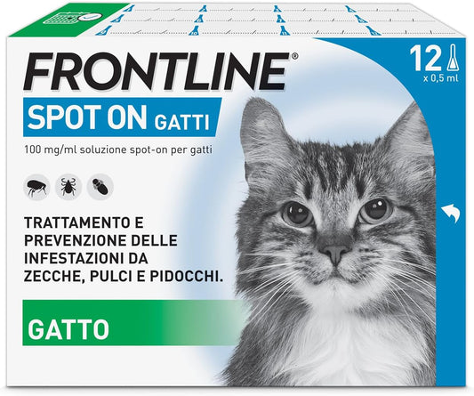 Frontline Spot On Gatti Antiparassitario Contro Pulci, Zecche E Pidocchi X12