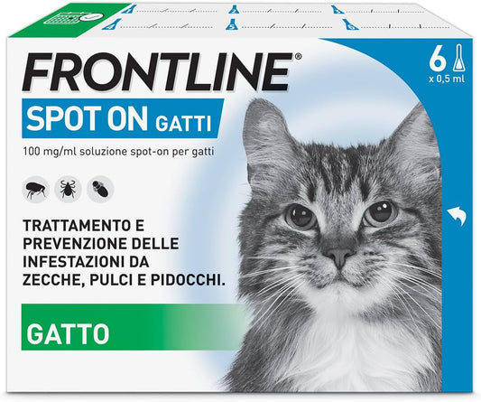 Frontline Spot On Gatti Antiparassitario Contro Pulci, Zecche E Pidocchi X6