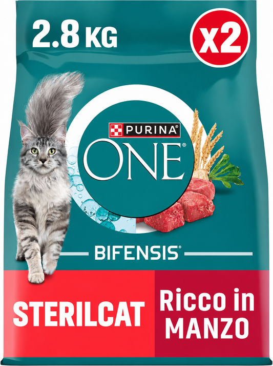 PURINA ONE Bifensis Sterilcat Crocchette Gatti Adulti, 2 Sacchi da 2,8 kg