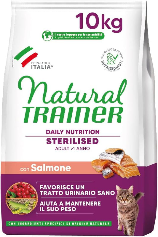 Trainer Natural Sterilised Adult con Salmone e Fibra di Pisello 10 Kg